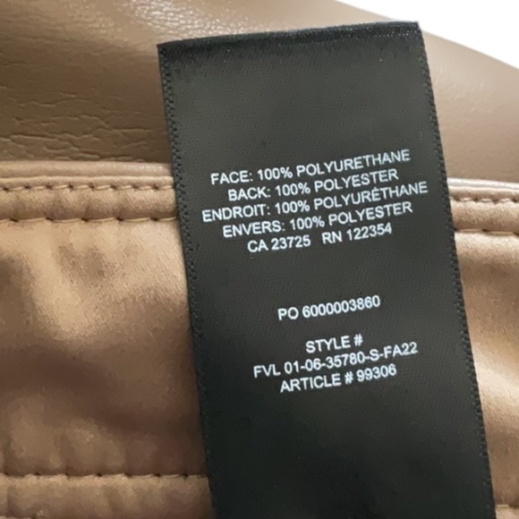 Aritzia Babaton Command Cropped Faux Leather Pant Tan size 4 - Picture 10 of 15